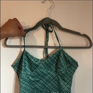 Green and black plaid crop top